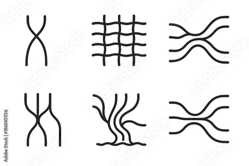 Team Contribution Flow. Line style icons of tributaries as team contributions: converging stream paths, collaborative flow grid,