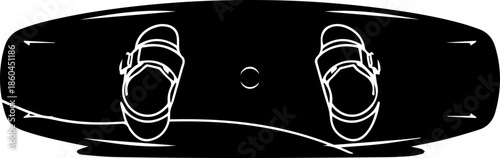 Sleek black and white wakeboard design for adventurous water sports enthusiasts ready to hit the waves and enjoy summer fun