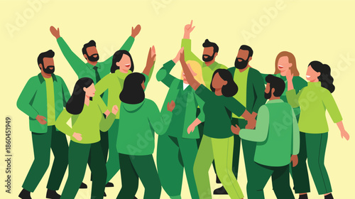 Diverse group of people celebrating together in unity