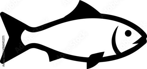 Minimalist fish icon design perfect for restaurant branding, seafood menus, or aquatic themed projects, clean and modern.