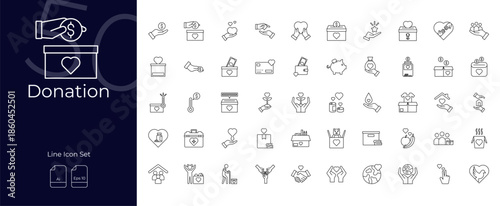 Donation Line Editable Icons set