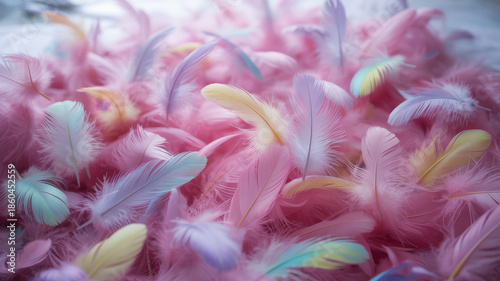 Pastel Feathers Soft Dreamy Pastel Colors Blurred Background for Fashion Editorial