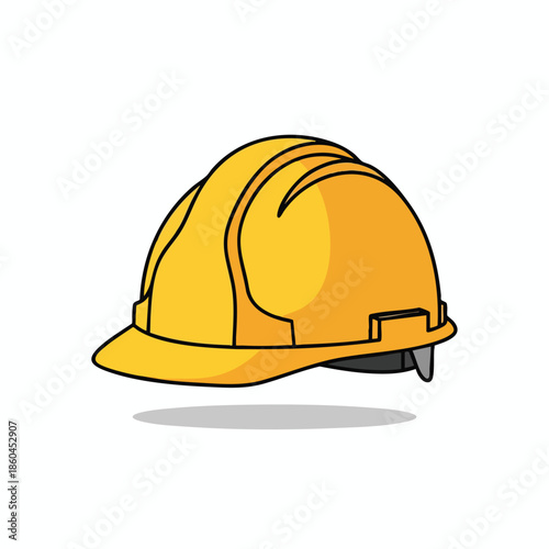 A cartoon-style depiction of a construction helmet, with shadows