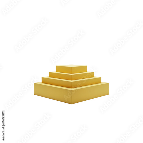 Yellow Square Stacked Pyramid on Transparent Background