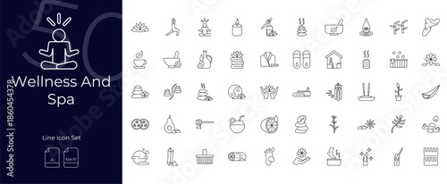 Wellness And Spa Line Editable Icons set