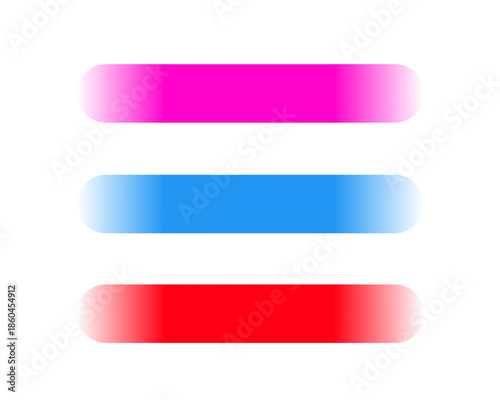 Three horizontal gradient bars isolated on transparent background