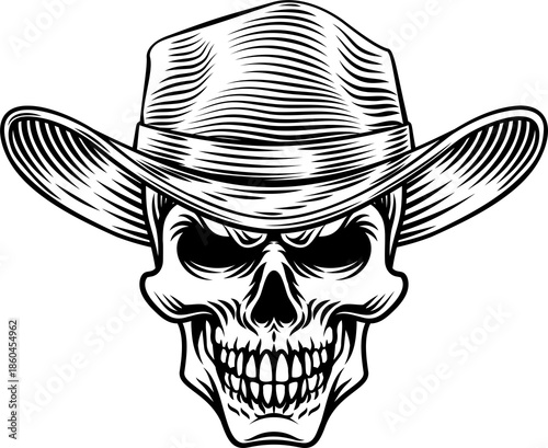 A skull sheriff wearing a c...