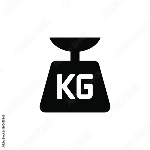 Kitchen weight scale icon black silhouette measuring kilogram unit symbol vector illustration isolated on transparent background