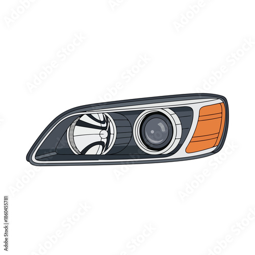 Car Headlight with Orange Indicator.