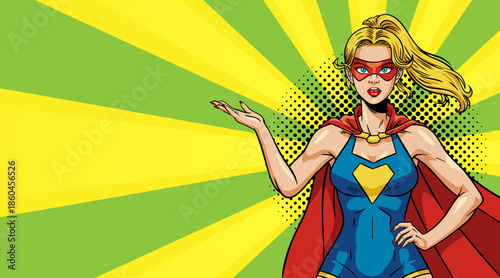 A superhero girl in a pop art style
