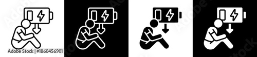 Energy Losses Icon Set In Black And White Filled Style Collection