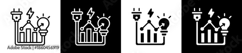 Energy Consumption Icon Set In Black And White Filled Style Collection