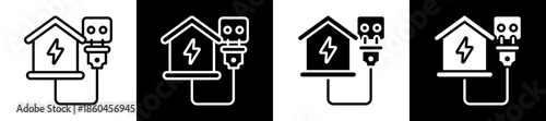Energy Load Icon Set In Black And White Filled Style Collection