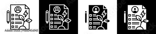 Profiling Icon Set In Black And White Filled Style Collection