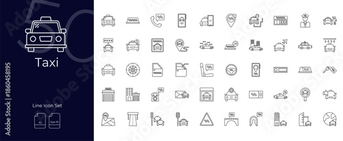 Taxi Line Editable Icons set