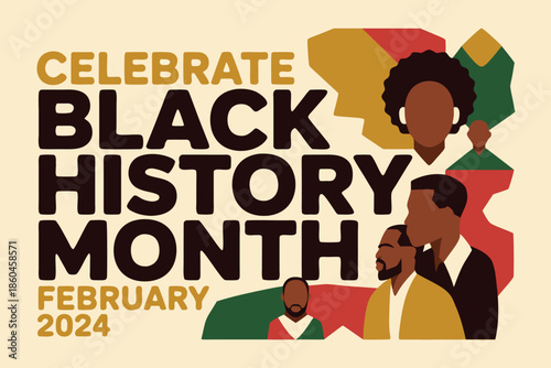 Celebrating black history month with depictions of african diaspora portraits and pan african colors in february 2024