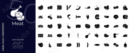 Meat Solid Editable Icons set