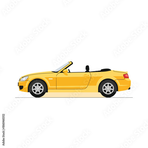 Yellow Convertible Car Side View.