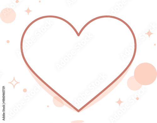 Minimalist Heart Illustration. Elegant thin-stroke heart shape centered with generous white space, modern flat vector illustration