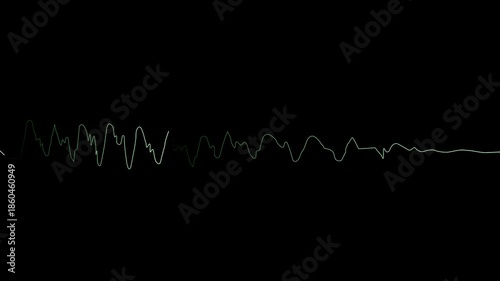 Electrocardiogram ECG signal displayed waveform representing heart rate monitoring cardiology and medical technology.Concept of healthcare pulse measurement and visualization on black background.