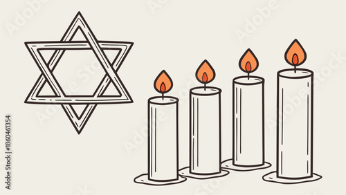 Hanukkah celebration with menorah and star of David symbol