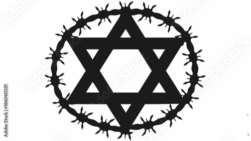 Star of David symbol with barbed wire circle