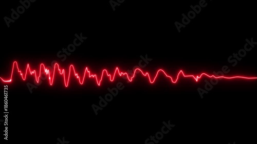 Electrocardiogram ECG signal displayed waveform representing heart rate monitoring cardiology and medical technology.Concept of healthcare pulse measurement and visualization on black background.
