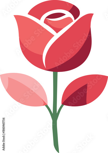 Minimal Rose Illustration. Clean modern rose symbol emphasizing simplicity, softness, and elegance, modern flat vector