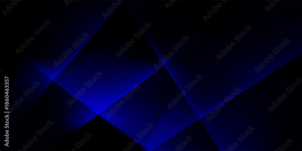 Fototapeta premium Abstract geometric background featuring layered polygonal shapes in deep blue tones with smooth gradient transitions.
