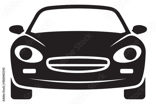 Black car silhouette icon for travel commuting and road transportation
