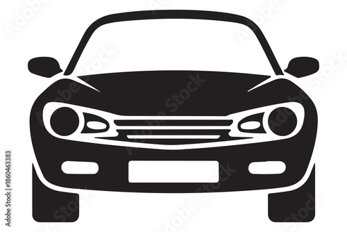 Black car silhouette icon for travel commuting and road transportation
