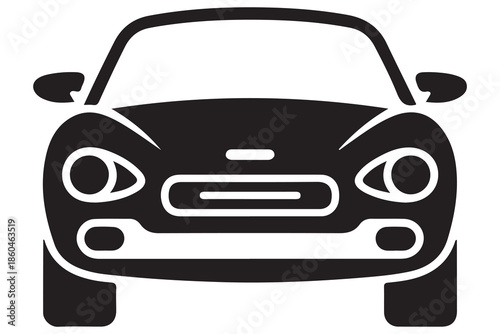 Black car silhouette icon for travel commuting and road transportation
