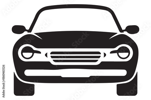 Black car silhouette icon for travel commuting and road transportation
