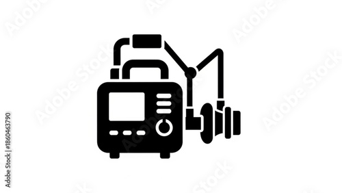 A portable generator with attached equipment in a simple illustration style.