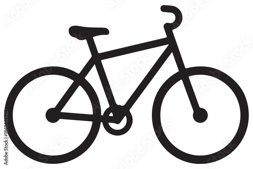 Black bicycle silhouette icon for transport and travel
