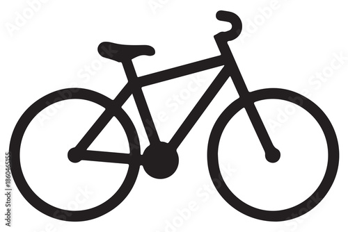 Black bicycle silhouette icon for transport and travel
