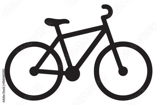 Black bicycle silhouette icon for transport and travel
