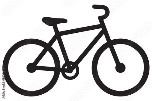 Black bicycle silhouette icon for transport and travel
