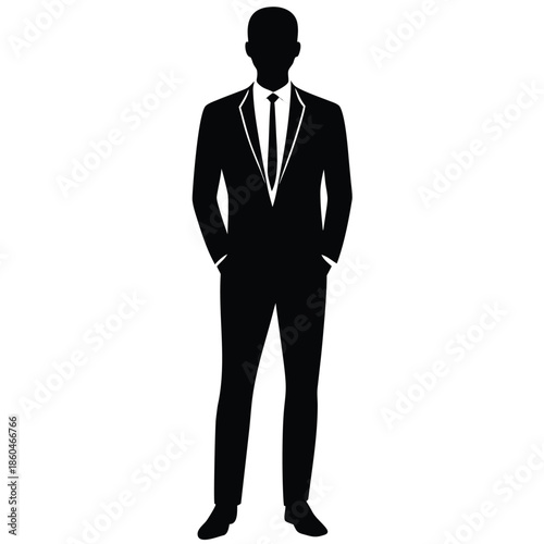 Businessman standing confidently in suit and tie isolated on white background