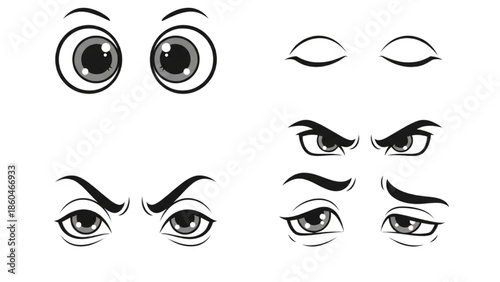 Collection of expressive cartoon eyes illustrating various emotions and reactions