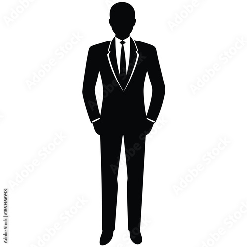 Businessman standing in suit confident professional silhouette vector