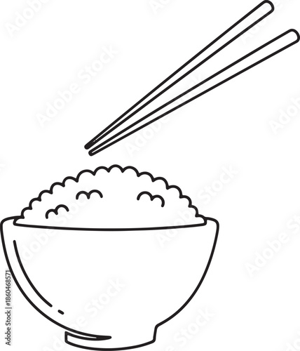 Bowl of Rice with Chopsticks