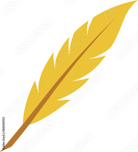 Golden Eagle Feather Quill on Transparent Background