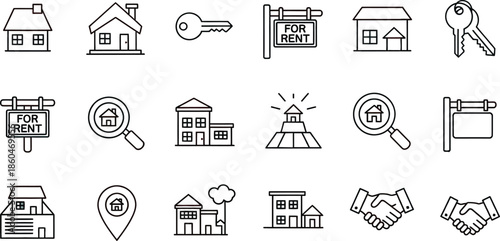 Real estate and property icons set