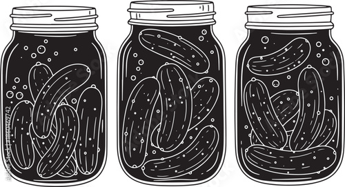 Three Jars of Pickles Illustration