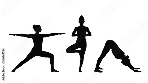 Yoga Poses Silhouettes Set for Meditation and Wellness
