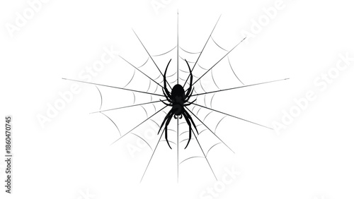 Spider on web silhouette vector illustration