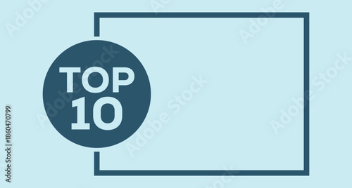 Vibrant red "TOP 10" badge featuring bold black "2025" numerals in a sleek rectangular frame. Red circle "TOP" accent above. Minimalist vector art on white background for rankings, awards, New Year.