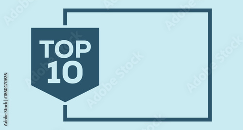 Vibrant red "TOP 10" badge featuring bold black "2025" numerals in a sleek rectangular frame. Red circle "TOP" accent above. Minimalist vector art on white background for rankings, awards, New Year.