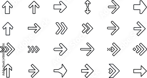 Collection of various arrow icons in different directions and colors